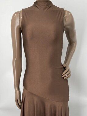 Selvi Womens Midi Dress Brown Size XS Dylan Sleeveless High Neck Polyester Blend